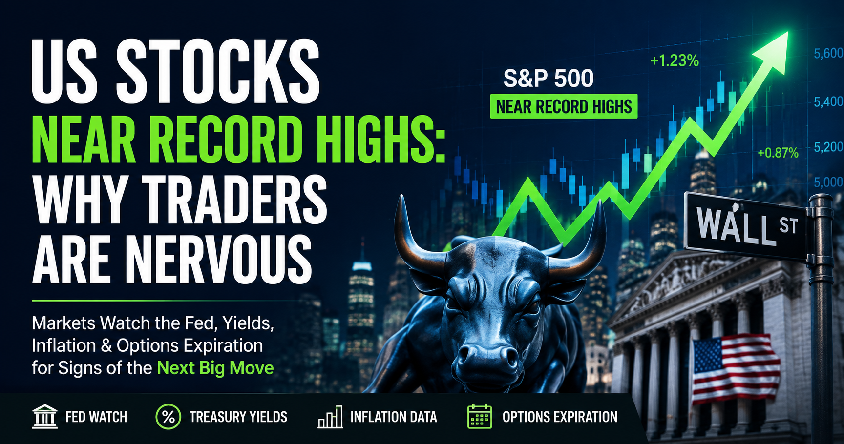 US stocks near record highs and market volatility